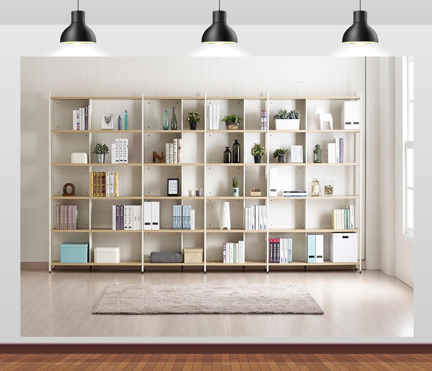 Home Office Background For Zoom - Tło fotograficzne z półką na książki,